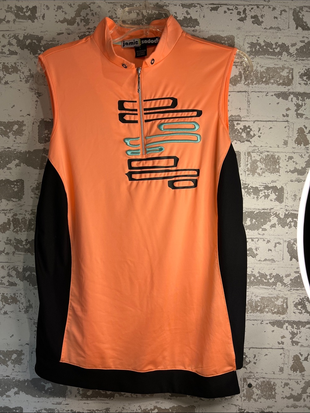 jamie sadock Coral-Orange Sleeveless Golf Top with Black Label